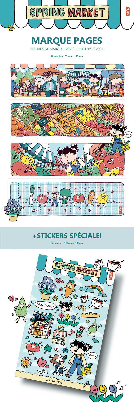 Marque page printemps + Stickers!